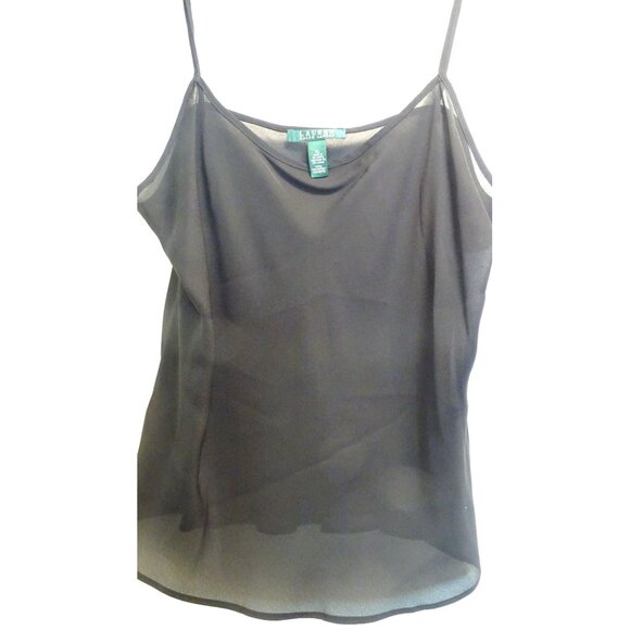 Lauren Ralph Lauren Sheer Black Striped Blouse & Camisole Set Womens Size XL - Picture 2 of 8